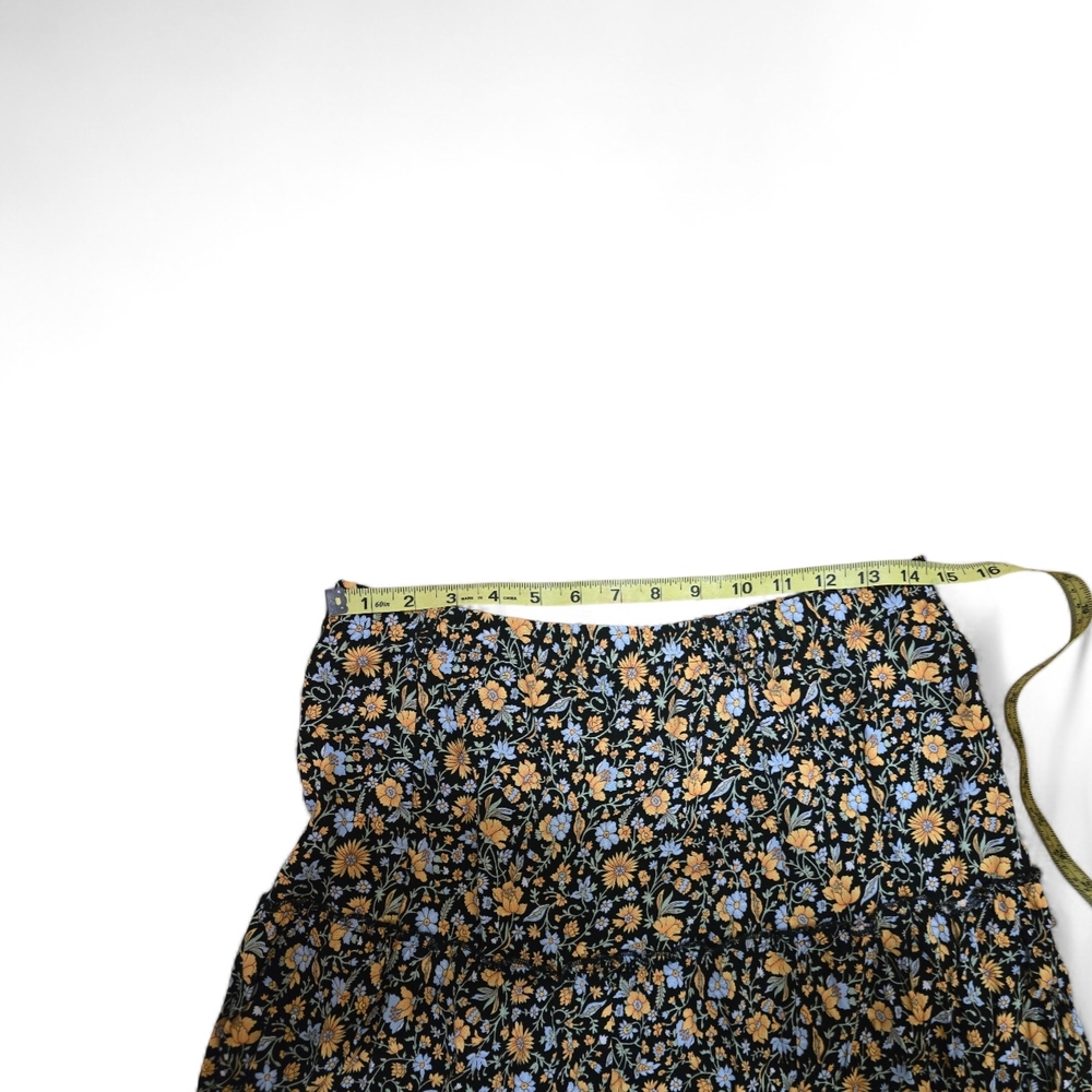 Women’s Black Floral Maxi Skirt with Mustard Accents - Picture 3 of 4